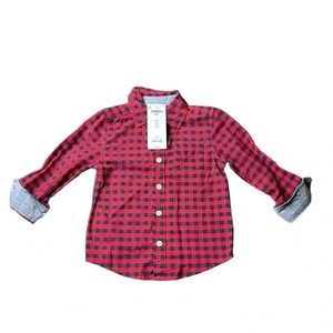 Oshkosh B’gosh 2T Boys Black & Red Plaid Button Up